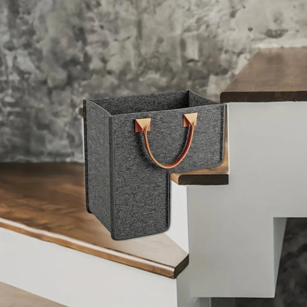 Foldable Stair Storage Basket Heavy-duty Felt Organizer View Window