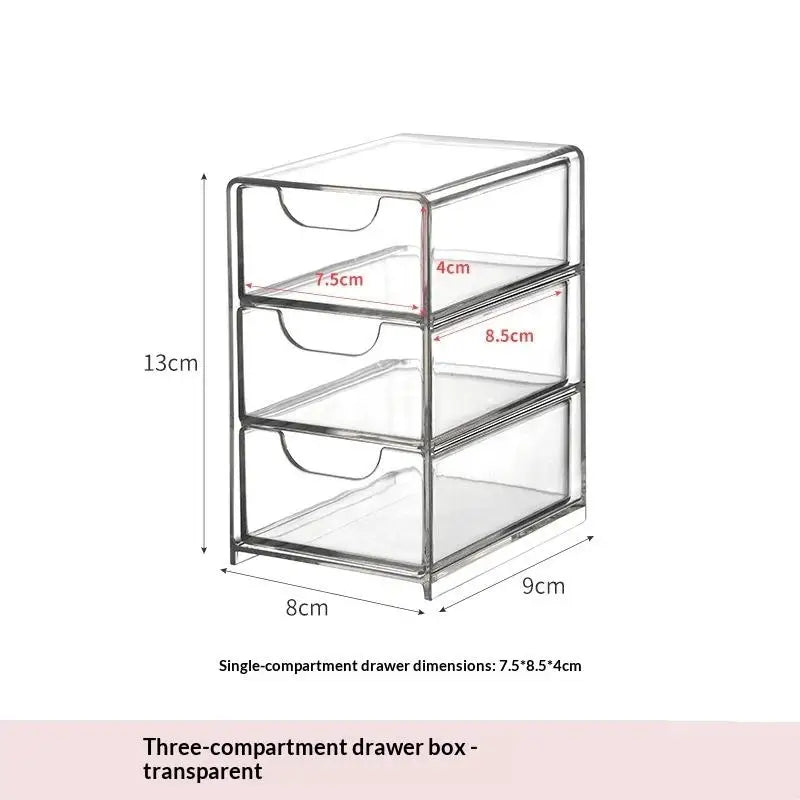 M3-Tier Clear Acrylic Drawers Storage Box Desktop Small Item Perfect