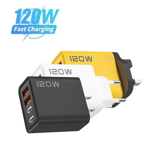 120W 4-Port USB-C PD & QC 3.0 Fast Wall Charger Adapter USB Wall Charger Zpaxo