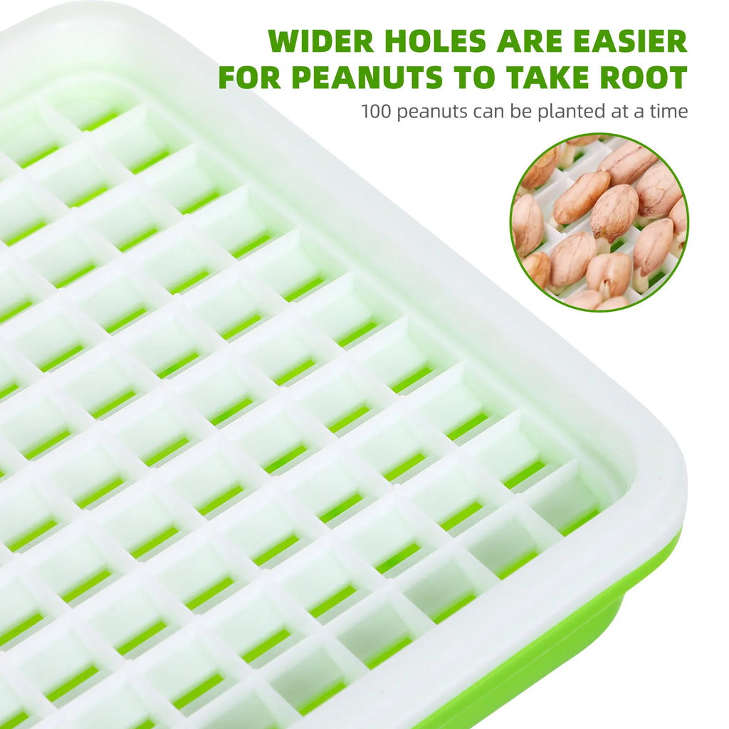 1Set Peanut Sprouter Hydroponic Nursery Pot Plastic Planting Tray High Capacity Germination Propagation Kit Home Gardening Tray Zpaxo