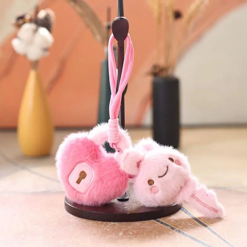 ▶1Pcs Cartoon Cute Love Key Bag Pendant Plush Toys Cute Lovely Stuffed Doll Key Chain Birthyday Gift For Girl Boy Zpaxo A3