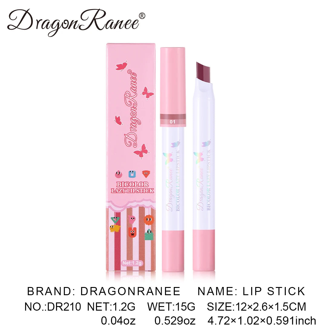Two-Color Lipstick Pen, Matte Finish, Long-Lasting Effect, Two-Color, Fine Texture, Waterproof, Non-Fading Lip Gloss, Natural and Easy-To-Apply Lipstick Zpaxo