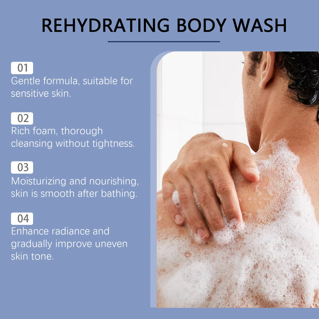 Hyaluronic Men Shower Gel Long Lasting Fragrance Improve Brighten Deep Moisturize Refresh Skin Help Exfoliator Body Wash Lotion Zpaxo