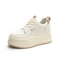 Womens White Leather Platform Sneakers Hidden Heel Lift Casual Low Zpaxo 628Beige 37 China Mainland