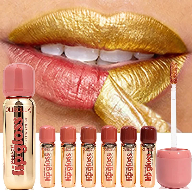 6 Gold Peel-off Lip Liner Gloss Waterproof Long-lasting Matte