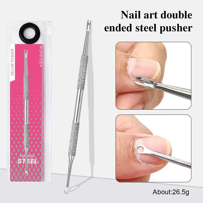 Nail Circle Beveled Head Cuticle Pusher Stainless Steel Art Sanding