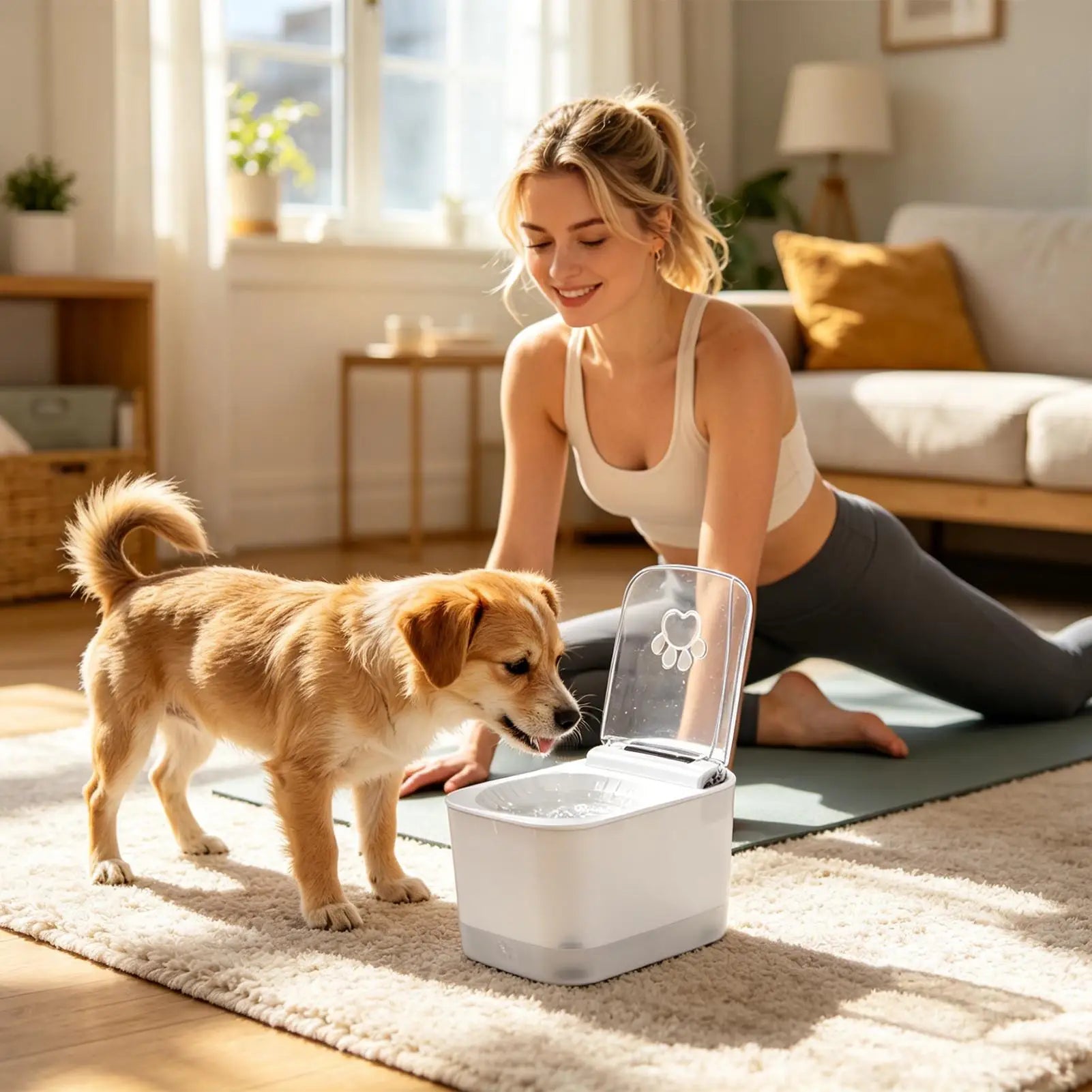 Cat Fountain Automatic Drinking Bowl Pet Sensor Opening Cover Home