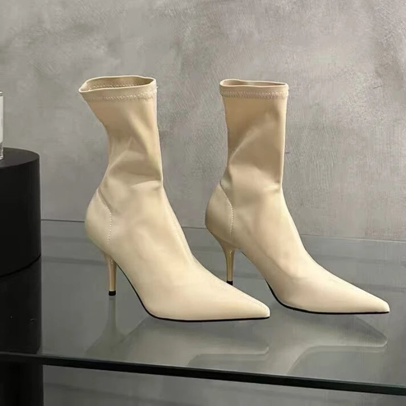 2026 Spring Autumn Women's Pointed Closed Toe Solid Vintage Thin Heel Zpaxo