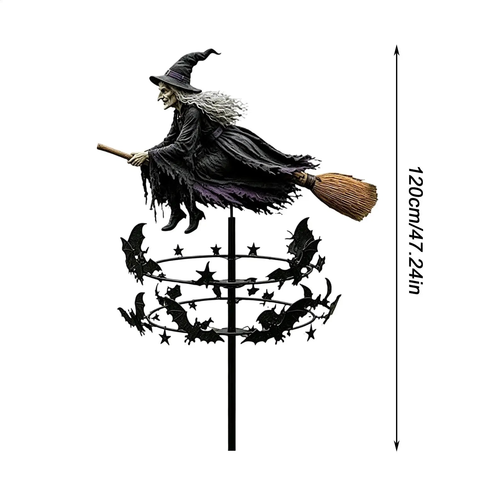 Witch Garden Wind Spinner Bats Design Decorative Pinwheels Yard
