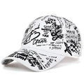 Quick Dry Baseball Caps UV Protection Letter Geometry Printing Snapback Hat Colorful Graffiti Print Hip Hop Sun Visor Cap Zpaxo White