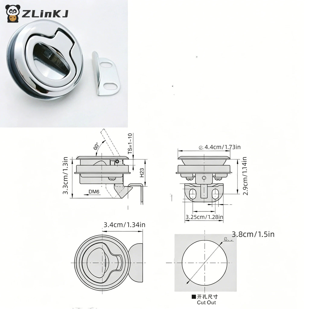 ▶1Pcs Round Flush Pull Slam Latch Non Key For RV Boat Marine Marine Deck Locker Steel Boat Flush Pull Hatch Slam Latch Zpaxo