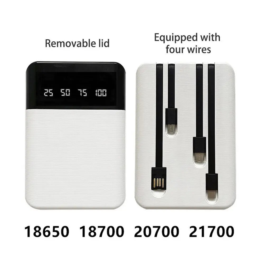 5V 4 Slots 21700 18650 Battery Box Case DIY Power Bank Charger Shell