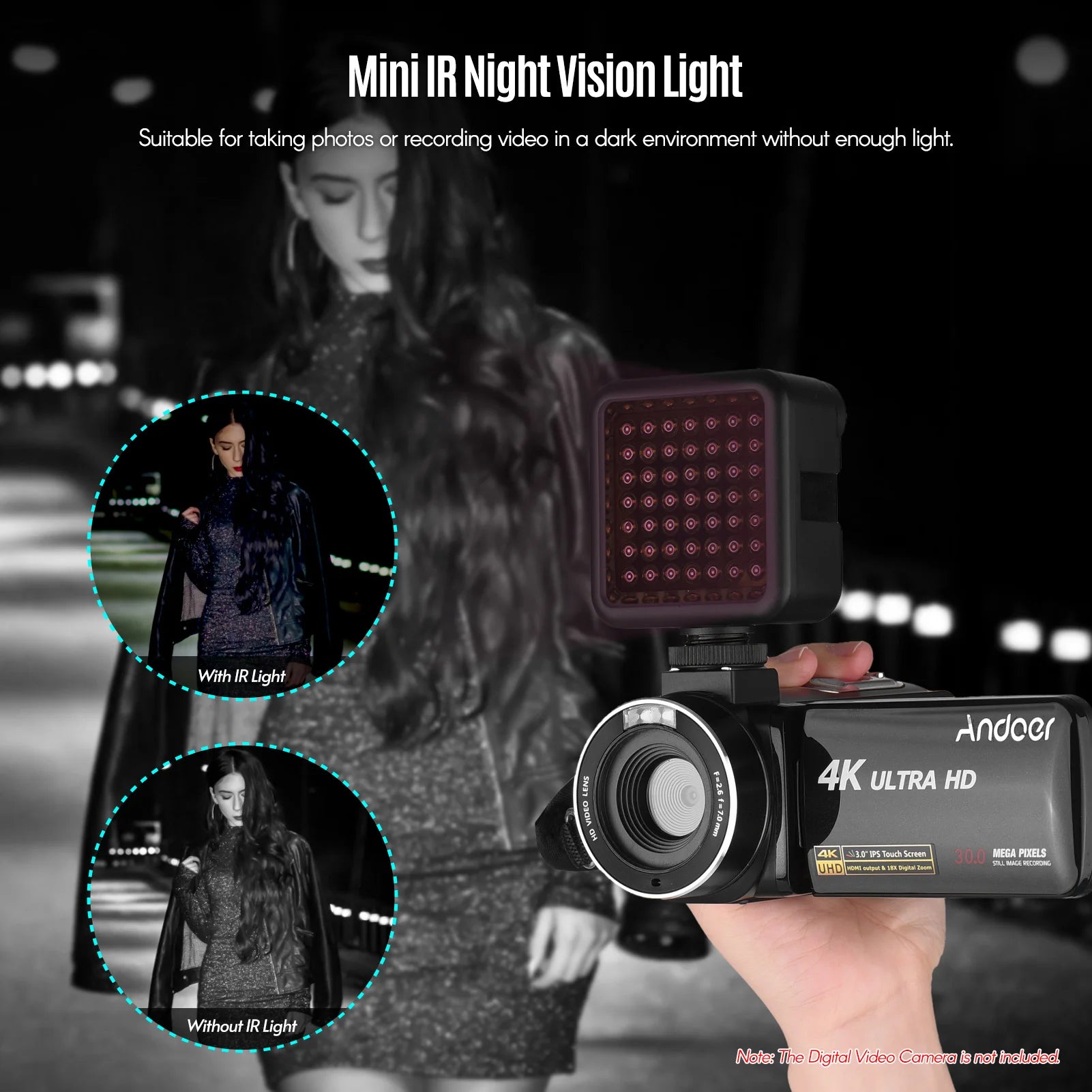 IR49S Mini IR Night Vision Light Infrared Photography Video Camera
