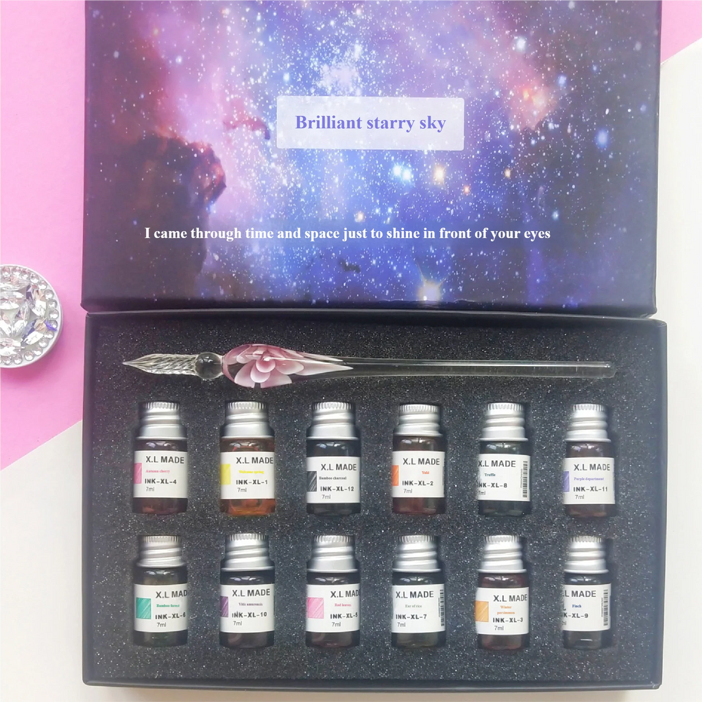 Star Glass Dip Pen Set – Gold Ink Gift Box | Creative Writing