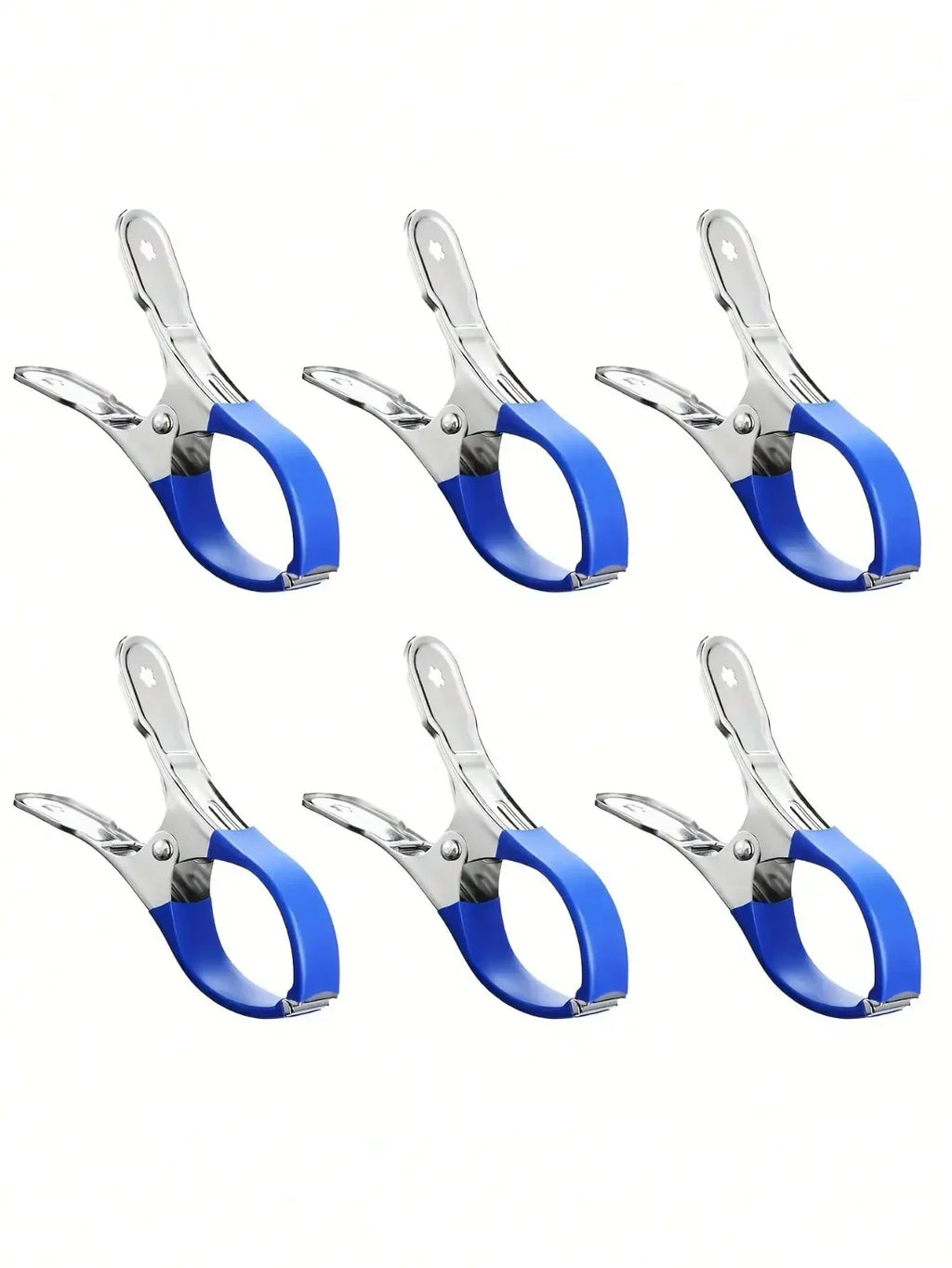6PCS Durable Stainless Steel Pool Cover Clips with Blue Plastic Handles - Heavy Duty Windproof Spring Clips for Secure Above Zpaxo