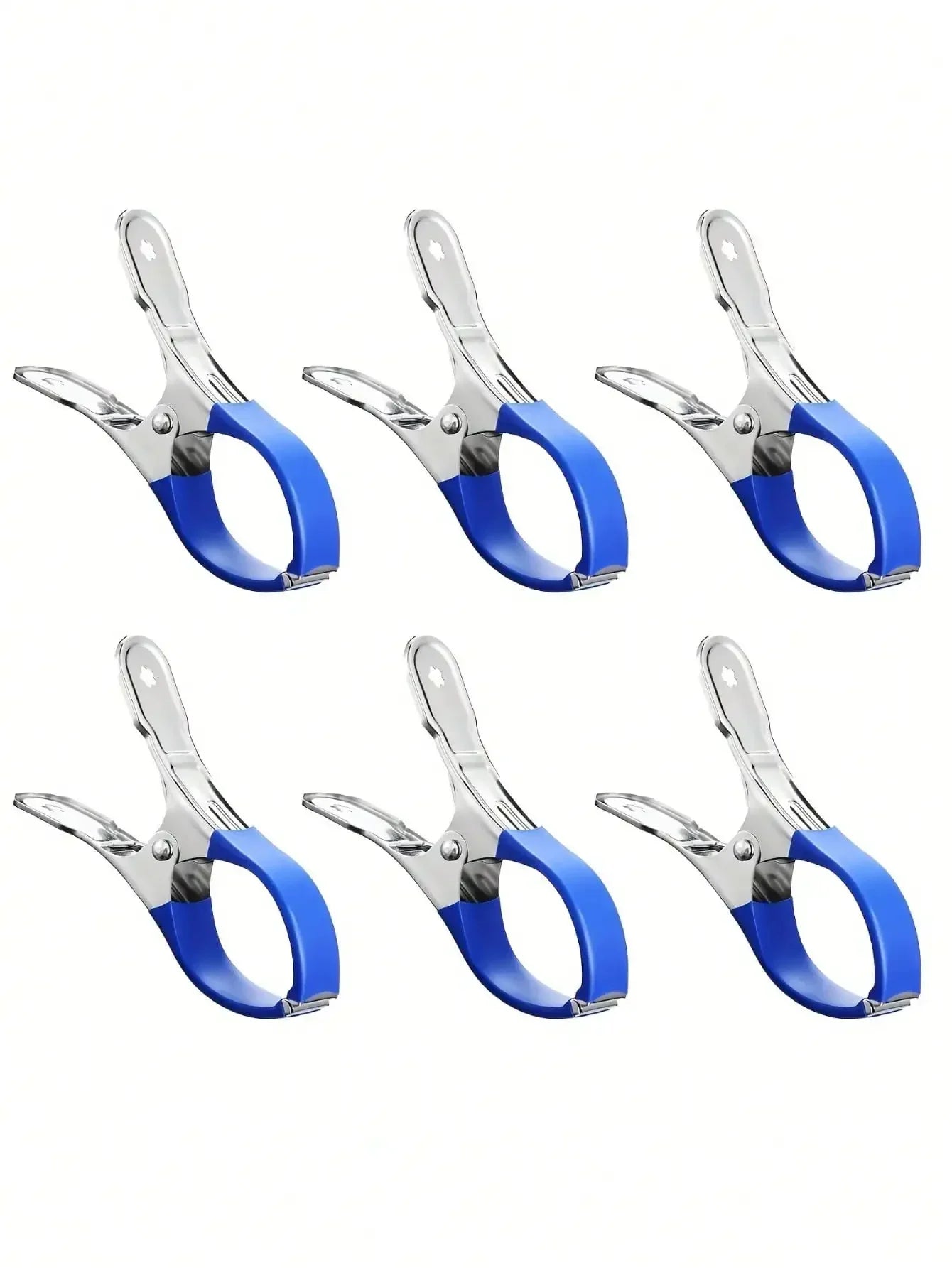 6PCS Durable Stainless Steel Pool Cover Clips with Blue Plastic Handles - Heavy Duty Windproof Spring Clips for Secure Above Zpaxo