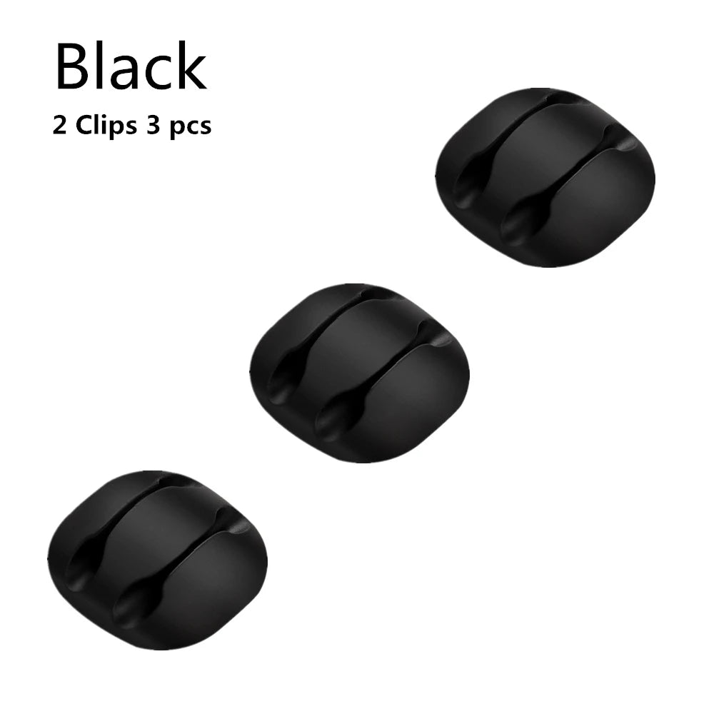 Silicone USB Cable Clip Winder Organizer Round Charger Cord Desk Tidy Zpaxo 2 clips - 3pcs 1