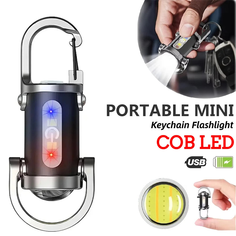 Mini Keychain Flashlight – 6-Mode Rechargeable COB LED