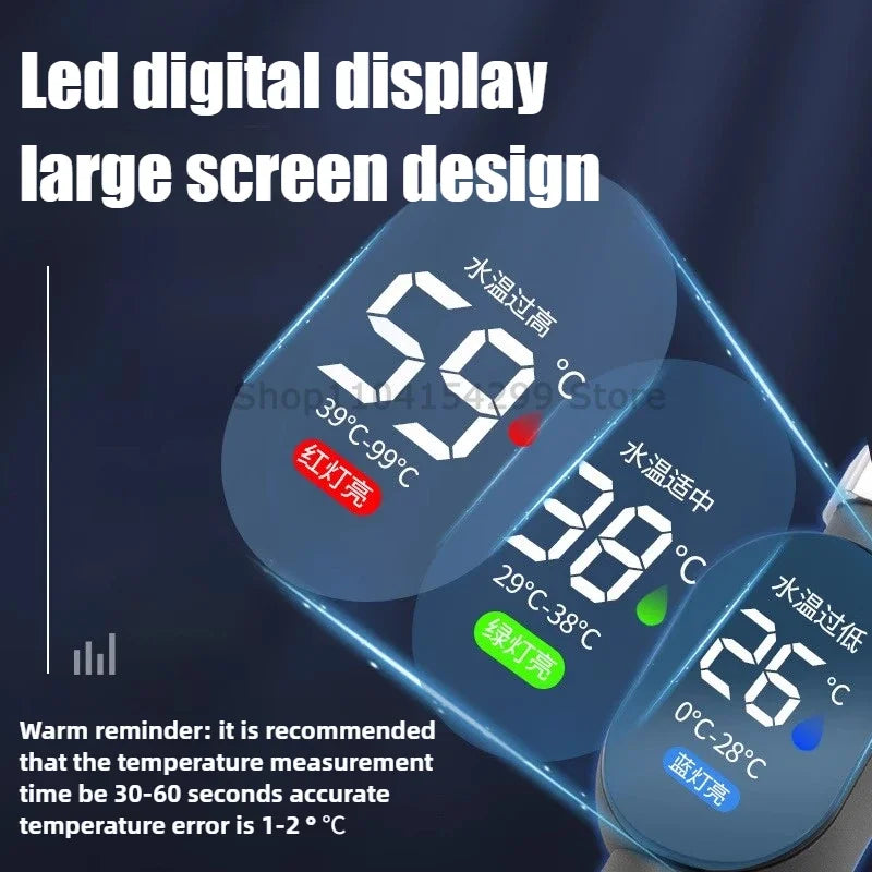 Black Bathroom Led Display 0℃~99℃ Home Water Shower Thermometer Water Accurate Temperature Measurement Meter Bathroom Zpaxo