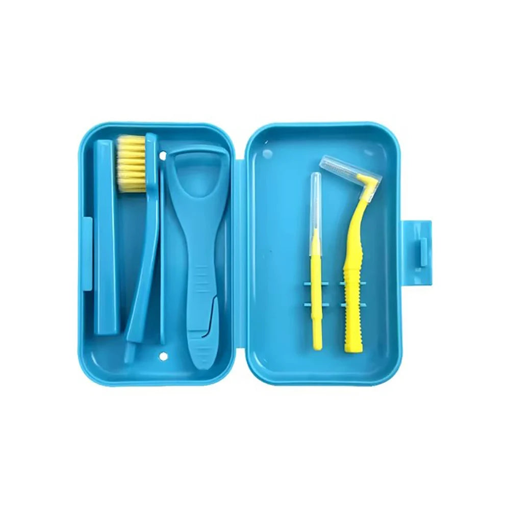 Portable Toothbrush Box Orthodontic Oral Hygiene Tools Kits Zpaxo Blue