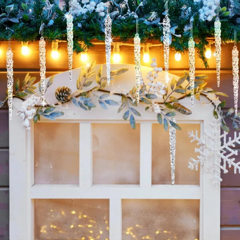 Christmas Home Decor 12PCS Hanging Ornaments - Creative Acrylic Simulated Icicles For Christmas Tree