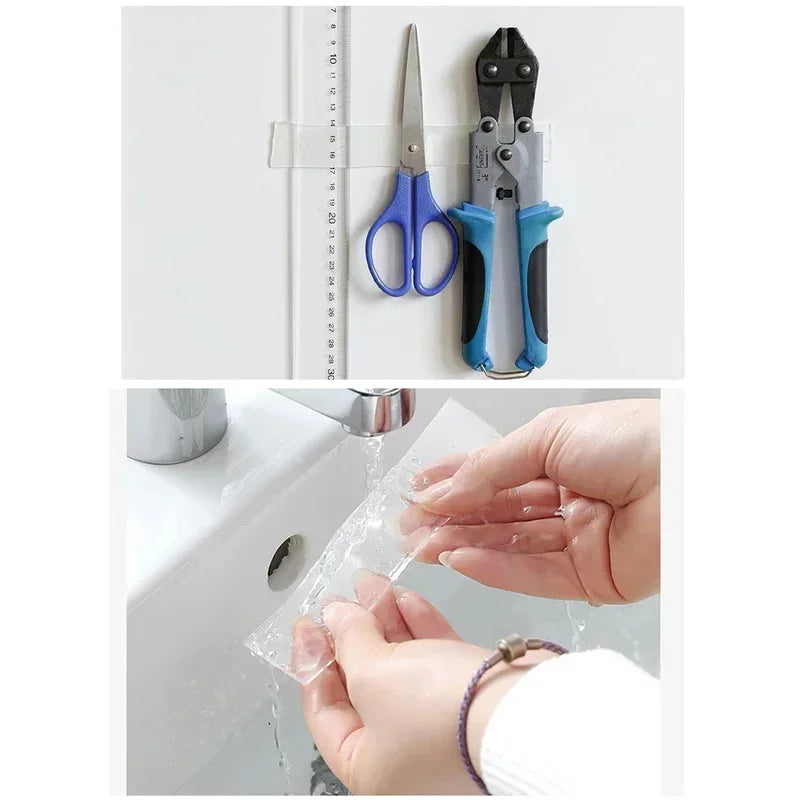 Nano Tape Double Sided Tape Transparent Reusable Waterproof Adhesive Tapes Cleanable Kitchen Bathroom Supplies Tapes Zpaxo