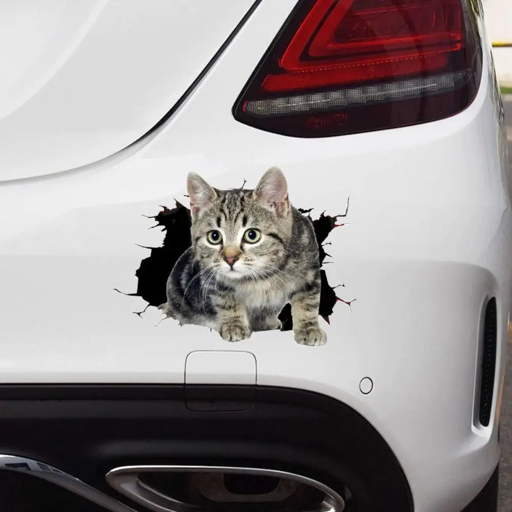 3D Cat Car Stickers Waterproof Universal Crack Sticker Animal Styling Zpaxo
