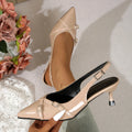 Summer Trend Women Sandals Fashionable Pointed Toe Sandals Shallow Mouth High-heeled Shoes Women Elegant Buckle Decorated Shoes Zpaxo Nude color 35