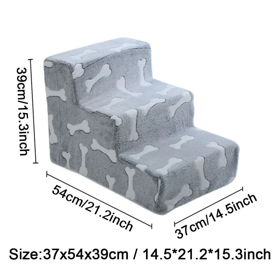 Ladder Dogs Pets Bone Shape Puppys Stairs Beside The Sofa Bed Ramp for Dogs Protecting Pets Joint Safety Stairs for Elderly Dogs Zpaxo M 3 steps