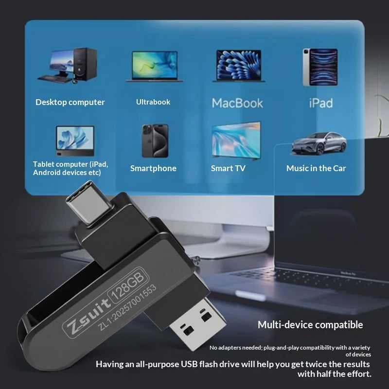 USB Flash Drive Typec Dual-interface High-speed USB Mobile Phone Computer Dual-purpose Audio Genuine USB Flash Drive Zpaxo