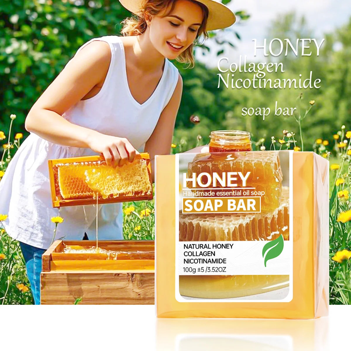 Ginger soap facial cleansing handmade soap, ginger lemon essential oil soap, balanced oil to brighten skin tone, portable travel Zpaxo Honey