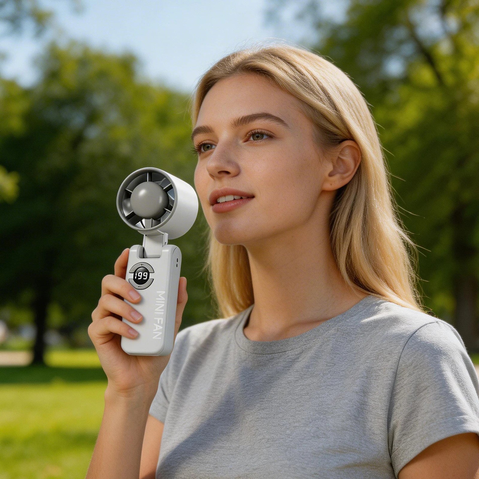 Foldable Silent Fans Type-C Charging Rechargeable Hanging Turbo Fans Adjustable Powerful Air Blower for Outdoor Travel Commute Zpaxo