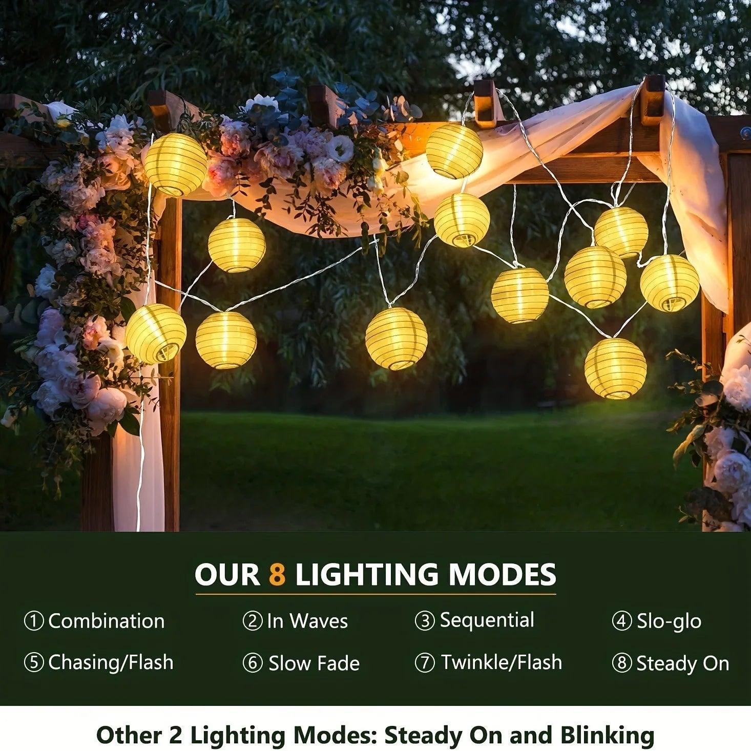 Solar Lantern String Lights Waterproof Outdoor LED Garland Fairy Light Patio Garden Decoration Light for Christmas Wedding Party Zpaxo