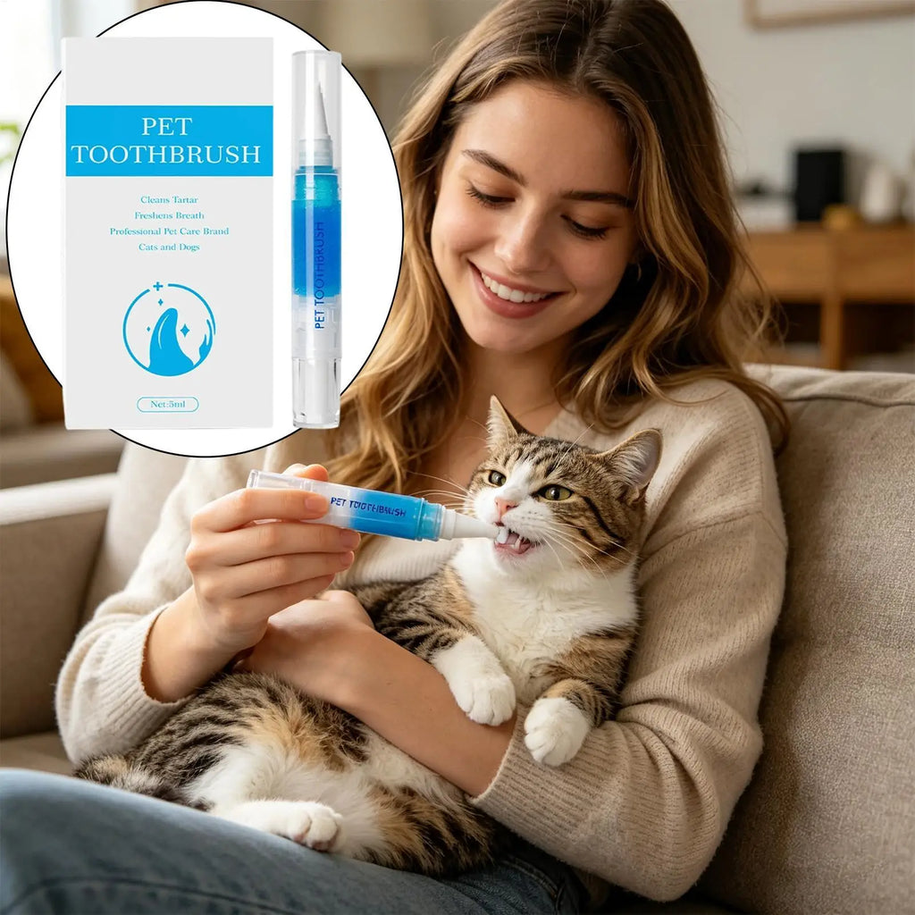 Cat Toothbrush Pen 5ml Puppy Toothpaste Cat Teeth Stain Remover for Kitten Puppy Hygiene Mouth Care Daily Grooming Zpaxo