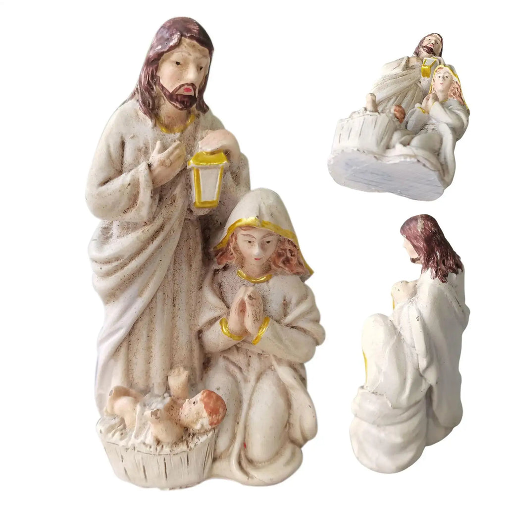 Resin Nativity Scene Statue Holy Family Catholic Figurine Tabletop