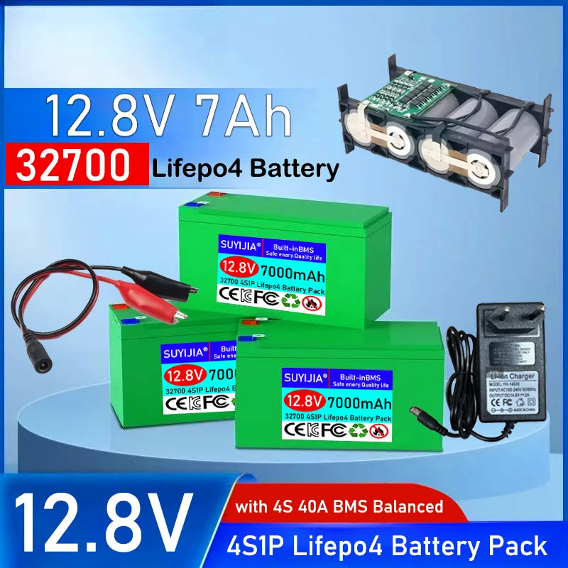 Rechargeable 12.8V 7Ah 32700 4S1P Lifepo4 Battery with 4S 40A BMS Balanced Electric Boat and Uninterruptible 12V Power Supply Zpaxo