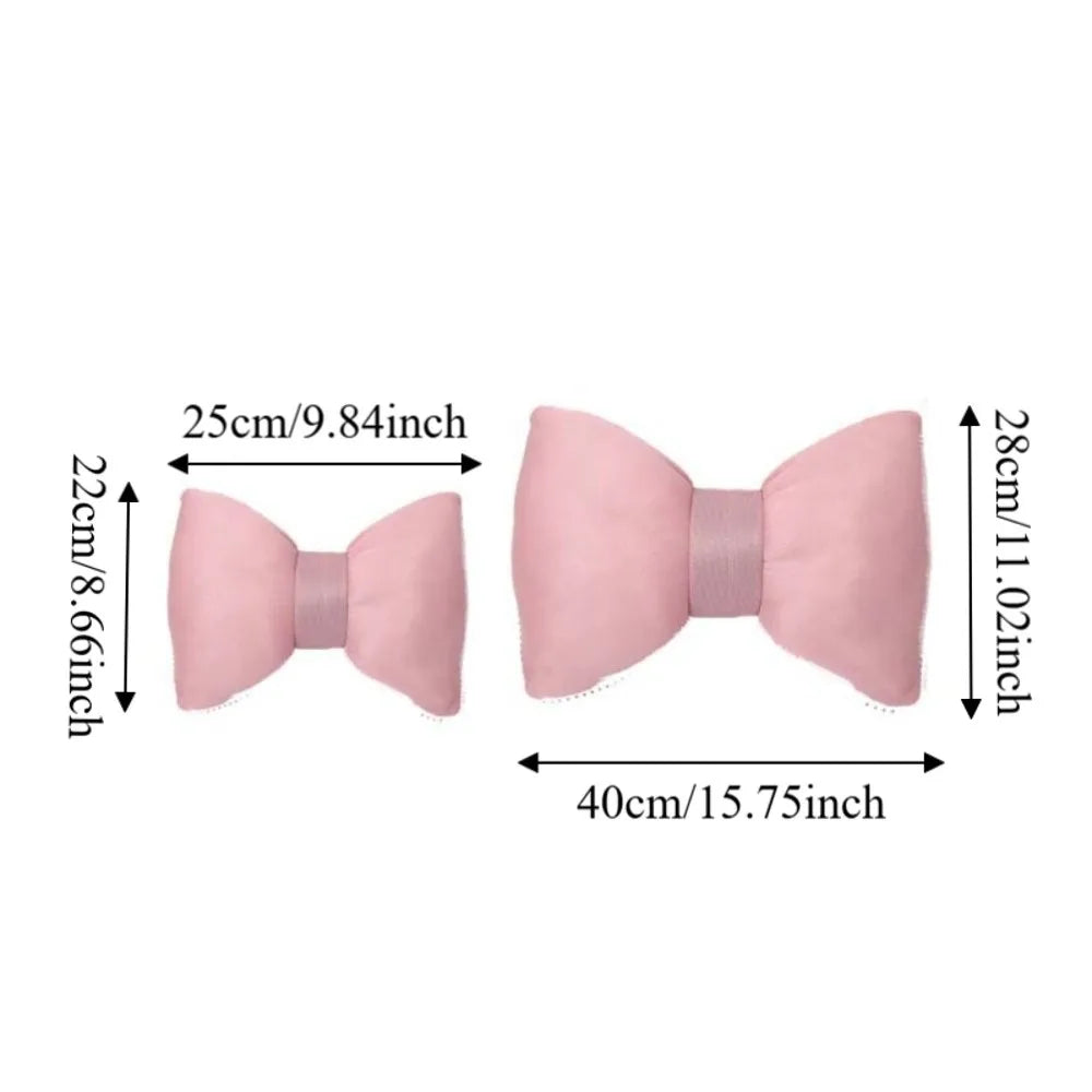 Bow Car Headrest Neck Pillow Pink Black Universal Breathable Zpaxo