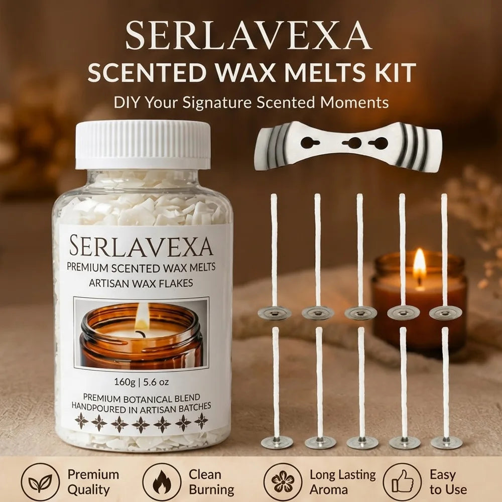 DIY Candle Kit 160g Scented Wax Flakes Melts Soy Wax Pre-waxed Wicks Centering Device Holder Handmade Aromatherapy Candlemaking Zpaxo