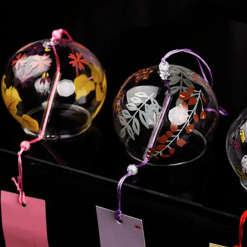 Japanese Wind Bell Japan Wind Chimes Handmade Glass Furin Home Decors Spa Kitchen Office Decor Sakura Cherry Blossom Pattern Zpaxo