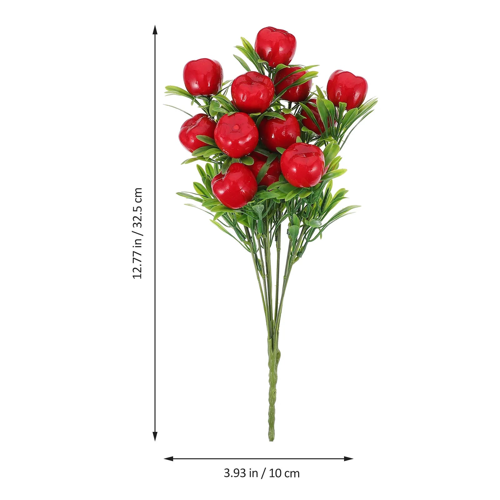 Artificial Apples Branch Decorative Fake Fruit Stems Vivid Plastic
