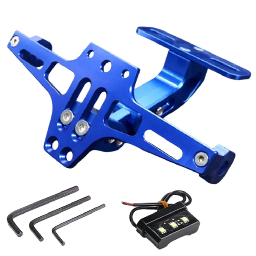 Aluminum Alloy Motorcycle Rear License Plate Mount Adjustable Zpaxo Blue