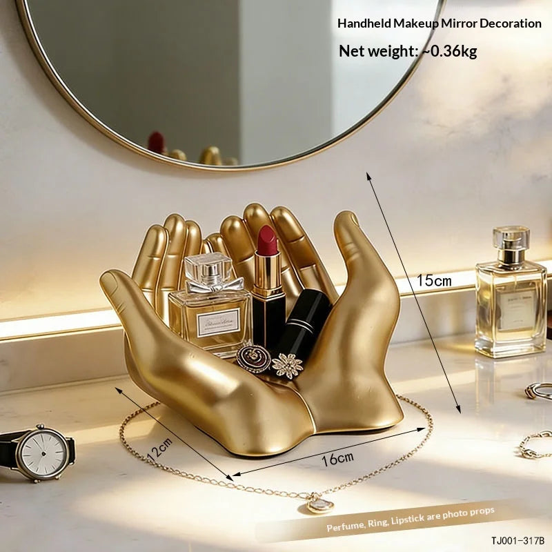 Palm Storage Box – Lipstick, Perfume & Key Organizer for Dresser Tabletop Storage Organizer Zpaxo golden