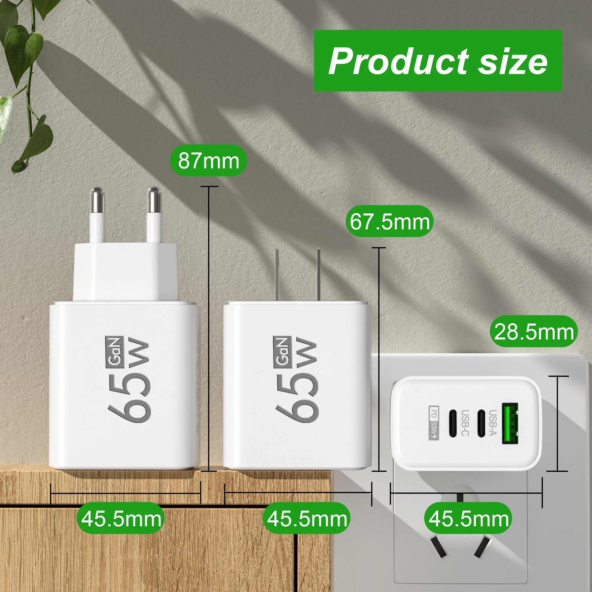 Fast Charging 65W USB-C Charger Charger PD Quick Charge 3.0 Wall For Phone Adapter For iPhone 15 Xiaomi POCO Samsung Oneplus Zpaxo