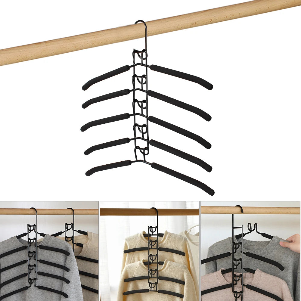 5 Layer Mounted Hanger Household One-piece Clothes Detachable Storage