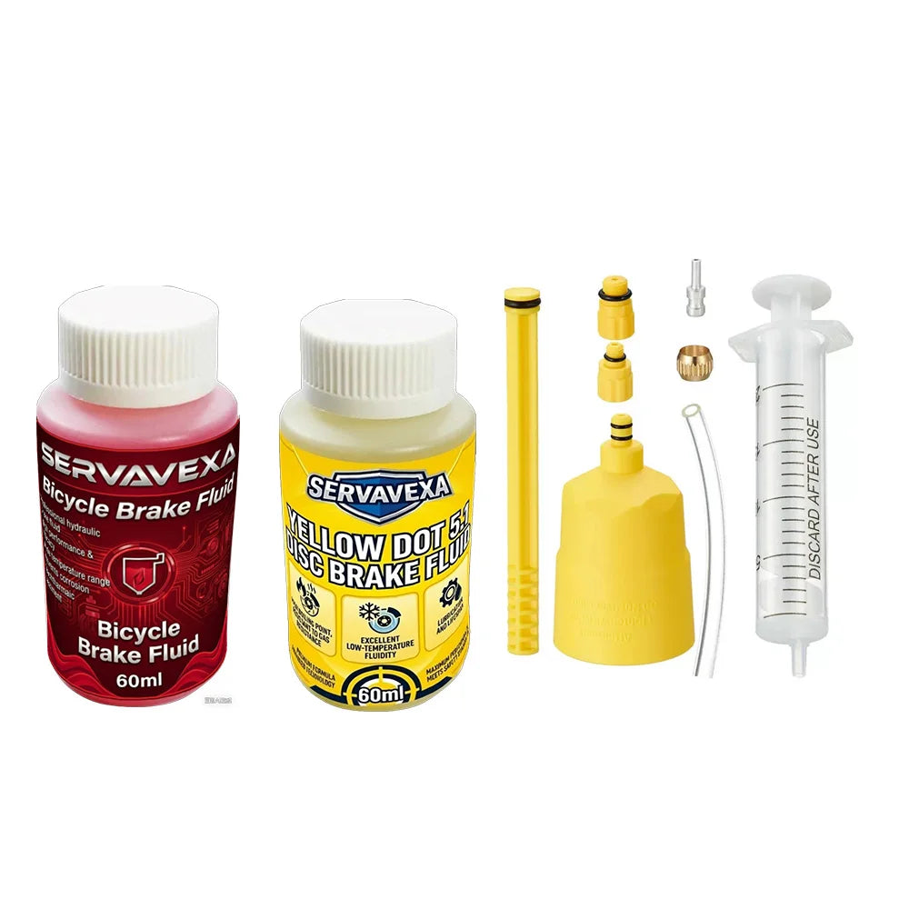 Hydraulic Bike Brake Bleed Kit + 60ml DOT 5.1 & Mineral Brake Oil Fluid, Disc Brake Maintenance Syringe Funnel Tool Set Zpaxo Includes 2 bottles 2