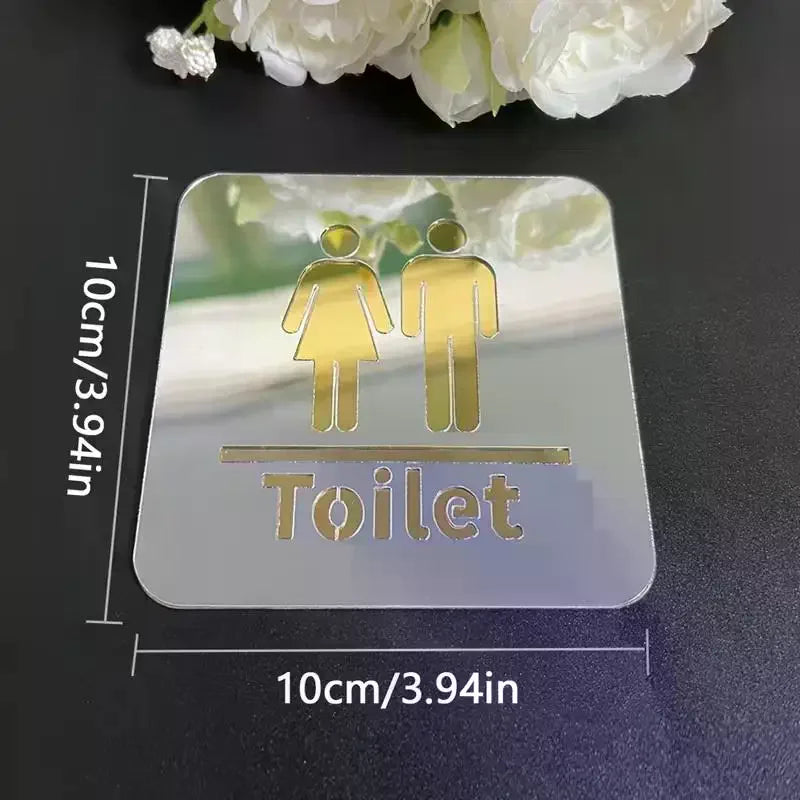 3.94-inch Acrylic Toilet Sign For Men And Women, Bathroom Identification, Round And Square Toilet Mirror Decals For Home Decor. Zpaxo