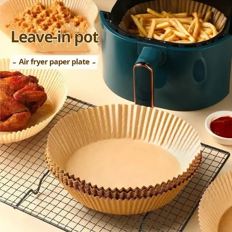 50pcs/set Disposable Air Fryer Paper Liner 20CM Oil-proof Water-proof Airfryer Disposable Cooking Paper Trays Baking Paper Zpaxo