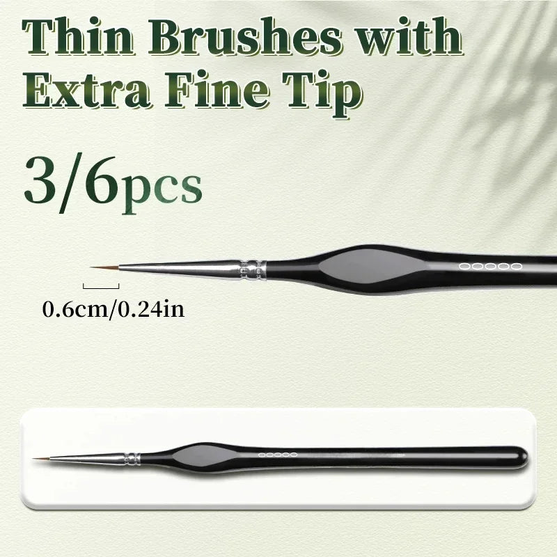 Fine Tip Paint Brush Nylon Hair Extra Detail Brushes Acrylic Models