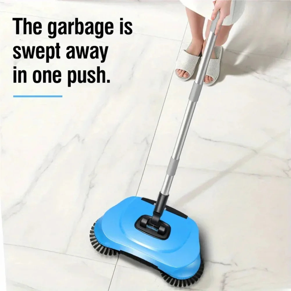 Hand Push Broom, Multifunctional Cleaning Tool Sweep Mop, Long Handle Push Broom with Auto Spiral Deep Clean System Zpaxo