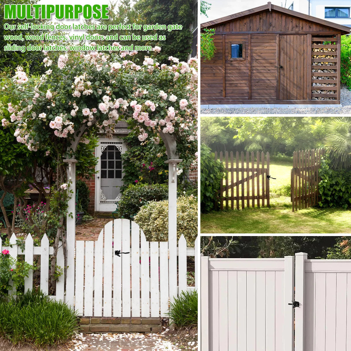 1-2 PCS Self-Locking Gate Latch Carbon High Quality Steel Post Mounted Lever Locking Fence Gate Latch Catch Resistant Safe Lock Zpaxo